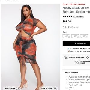Fashion Nova Meshy Situation Tie Dye Skirt Set